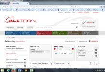 Alltron distribuiert neu Philips Professional Lighting Screenshot von Alltron-Webseite mit Philips-Sortiment
