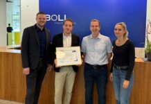 Zertifizierte SASE-Kompetenz bei BOLL Engineering BOLL erhält Zertifizierung «Fortinet Specialized FortiSASE Distributor». Im Bild (von links): Valentin Lätt (Senior System Engineer, BOLL) , Roger Christen (Channel Sales Account Manager Switzerland, Fortinet), Ruedi Kubli (Business Development Manager für OT/IoT, BOLL), Lorena Cricco (Product Manager, BOLL)