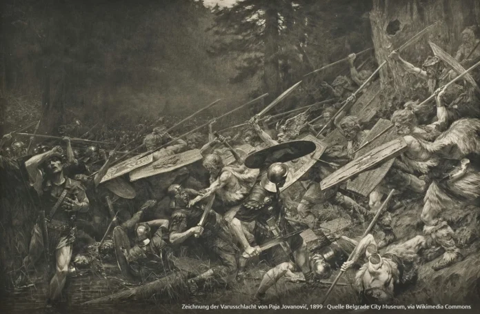 Zeichnung-der-Varusschlacht-von-Paja-Jovanović-1899-Quelle-Belgrade-City-Museum-via-Wikimedia-Commons_bu Varusschlacht