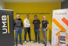 UMB erweitert Healthcare-Portfolio durch Partnerschaft mit trifact Peter Plank (UMB), Patrick Basler, CEO Trifact AG, Carmelo Salmeri und Reto Rueegsegger beide UMB (Vlnr)