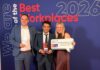 ServiceNow als einer der besten Schweizer Arbeitgeber 2026 ausgezeichnet Best Workplace 2026 ServiceNow v.l.n.r. Thomas Spillard, Mazyar Yosefi und Corinna Schumacher. Quelle: ServiceNow.