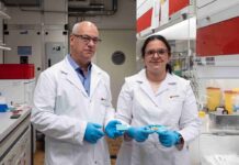 Terahertz-Strahlung für Satellitenkommunikation Erwin Hack, CTO von Lepto (links), und Elena Mavrona, CEO, entwickelten die Technologie ursprünglich im Rahmen eines Forschungsprojekts. Bild: Empa